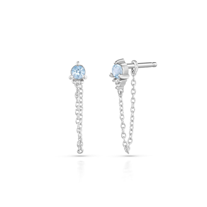 MARCH AQUAMARINE BIRTHSTONE STUDS