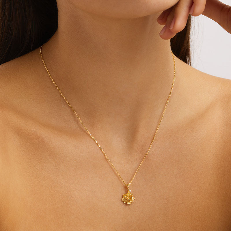 PEONY NOVEMBER BIRTH FLOWER NECKLACE