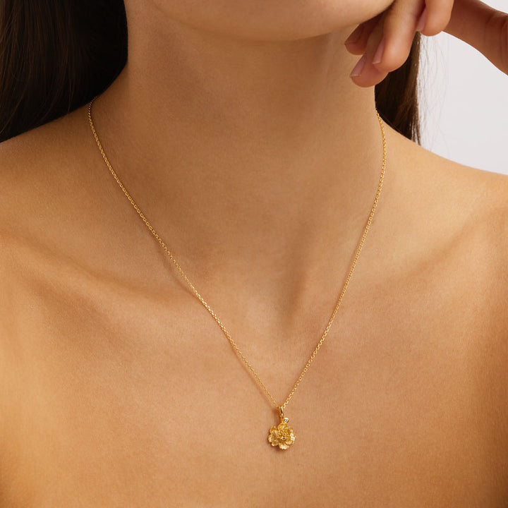 PEONY NOVEMBER BIRTH FLOWER NECKLACE