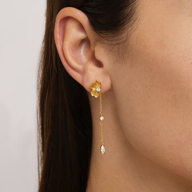 SERENE LOTUS CHAIN EARRINGS