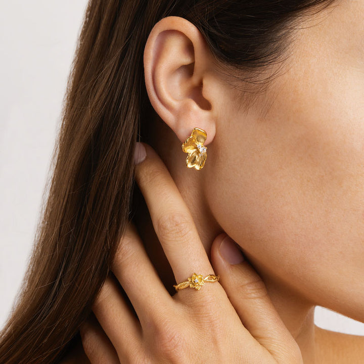 SERENE LOTUS STATEMENT EARRINGS