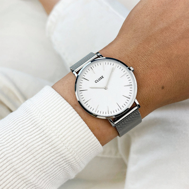BOHO CHIC SILVER/WHITE WATCH