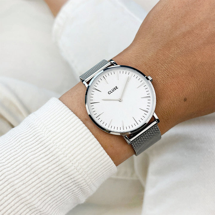 BOHO CHIC SILVER/WHITE WATCH