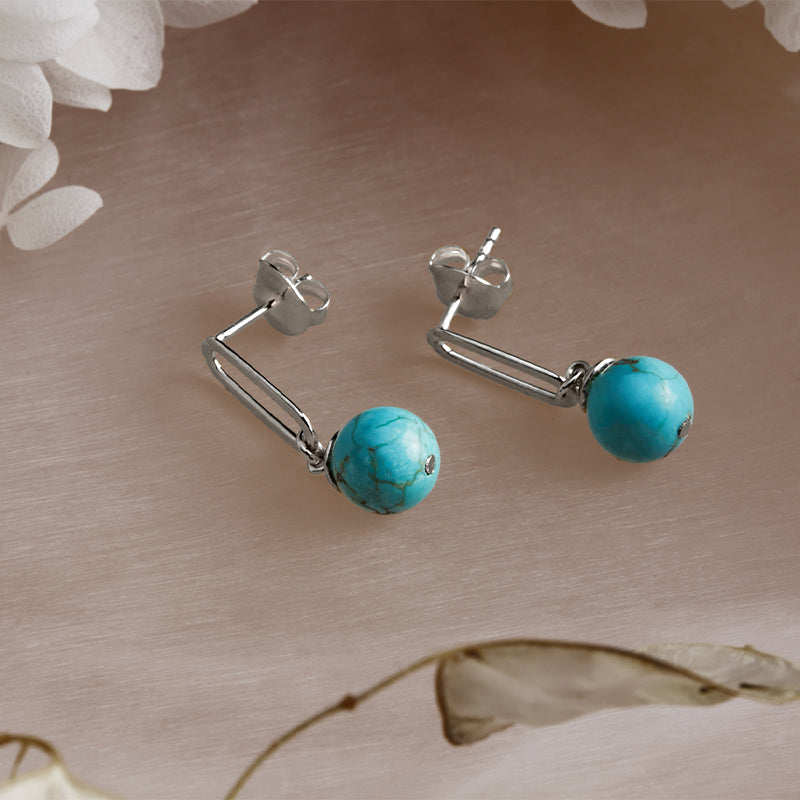 THE ENCHANTRESS TURQUOISE DROP STUD EARRINGS
