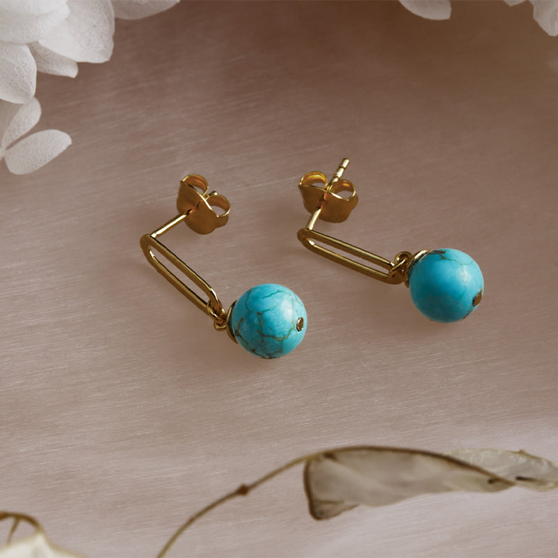 THE ENCHANTRESS TURQUOISE DROP STUD EARRINGS
