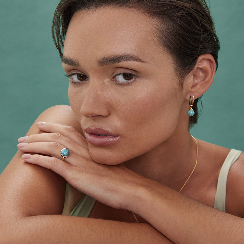 THE ENCHANTRESS TURQUOISE DROP STUD EARRINGS