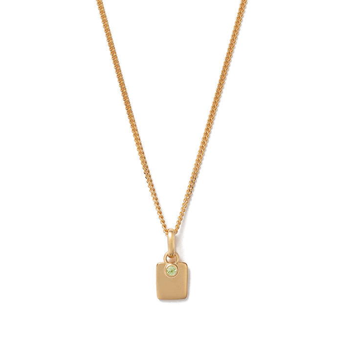 AUGUST ENGRAVABLE PERIDOT BIRTHSTONE NECKLACE