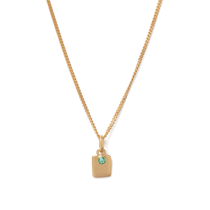 MAY ENGRAVABLE EMERALD BIRTHSTONE NECKLACE