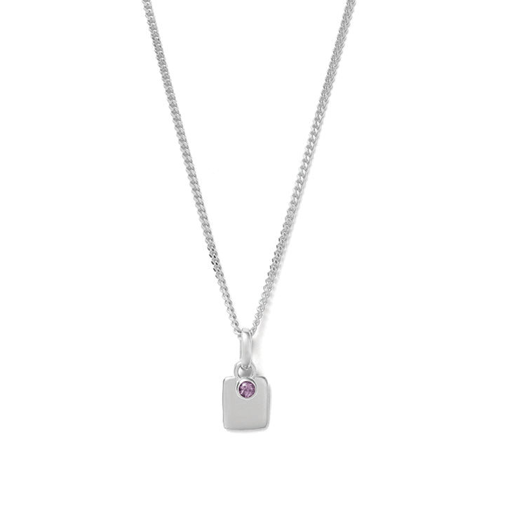 FEBRUARY ENGRAVABLE AMETHYST BIRTHSTONE NECKLACE