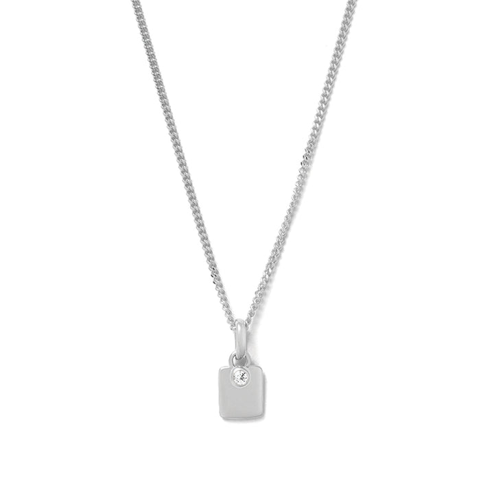 APRIL ENGRAVABLE WHITE TOPAZ BIRTHSTONE NECKLACE