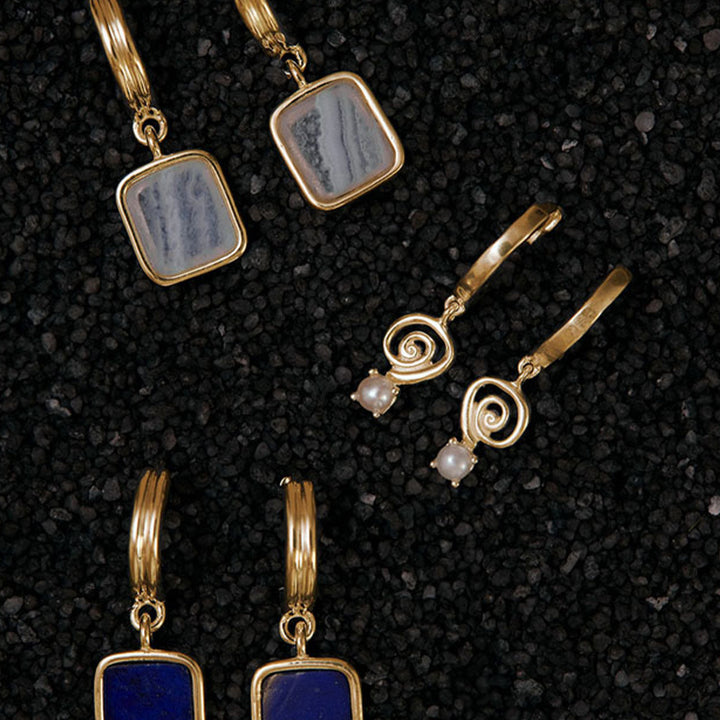 BLUE LACE AGATE HOOPS