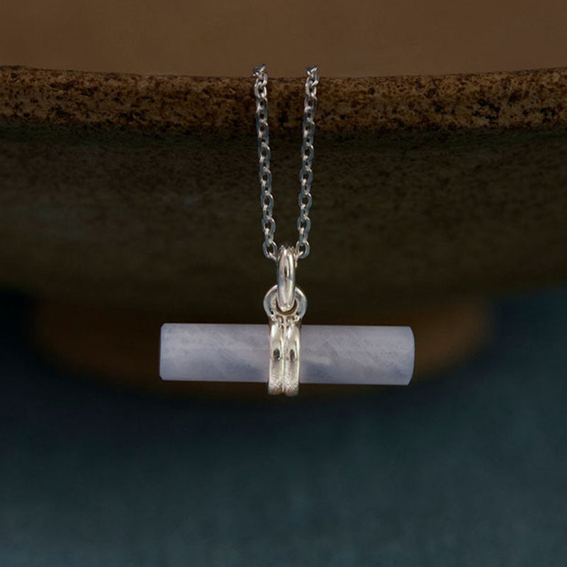 BLUE LACE AGATE T-BAR NECKLACE
