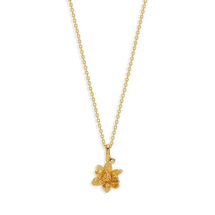 WATER LILY JULY BIRTH FLOWER NECKLACE