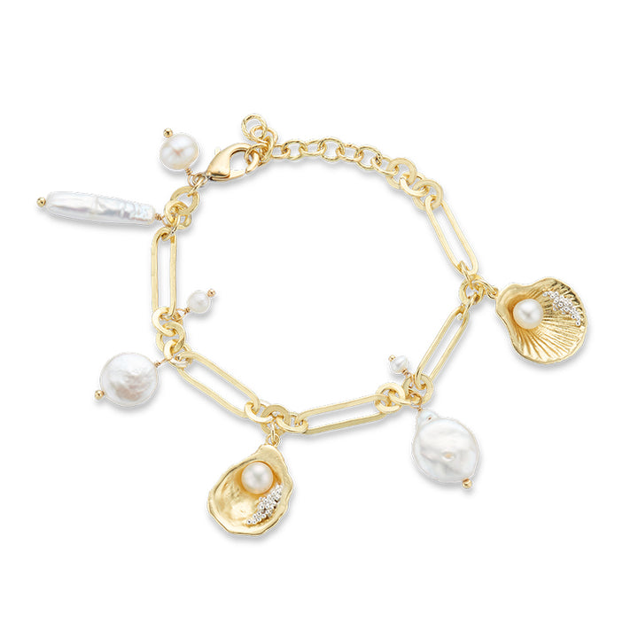 THE WORLD IS YOUR OYSTER PEARL CHARM BRACELET