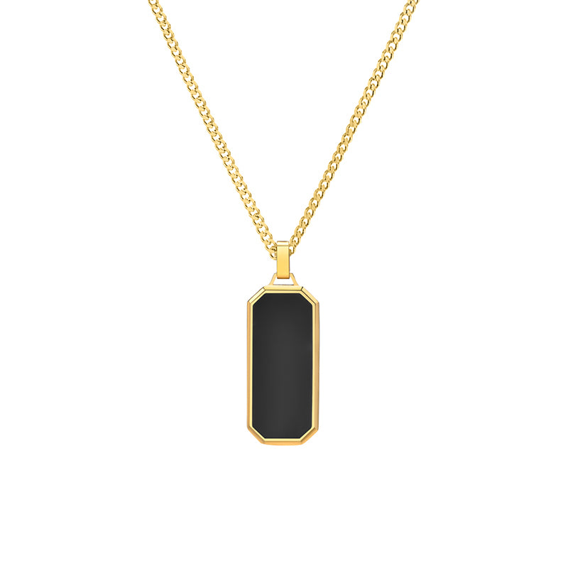 BLACK ONYX TAG NECKLACE