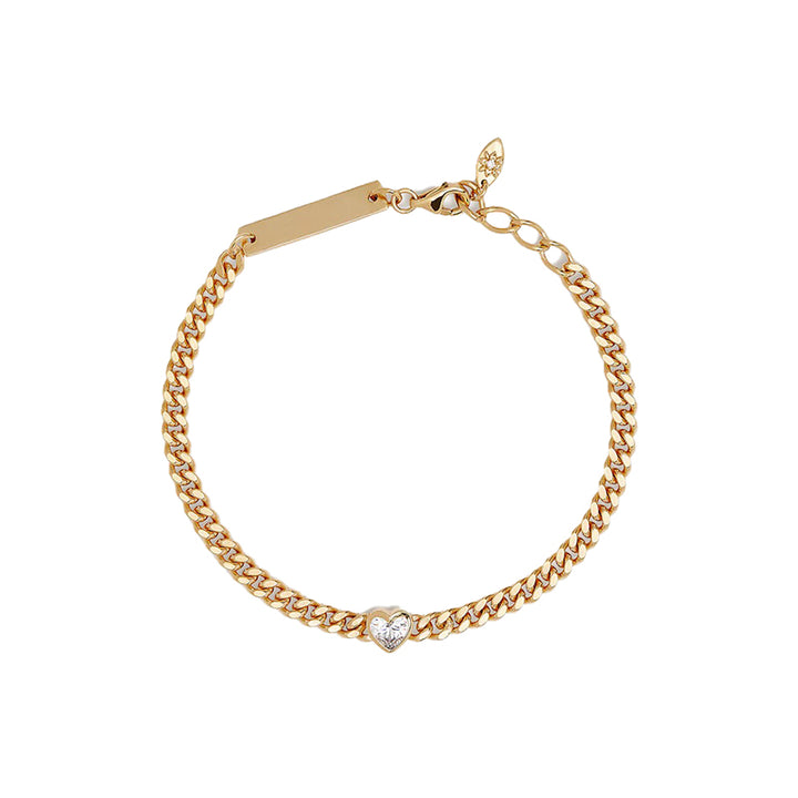 Radiant Heart Engravable Curb Bracelet