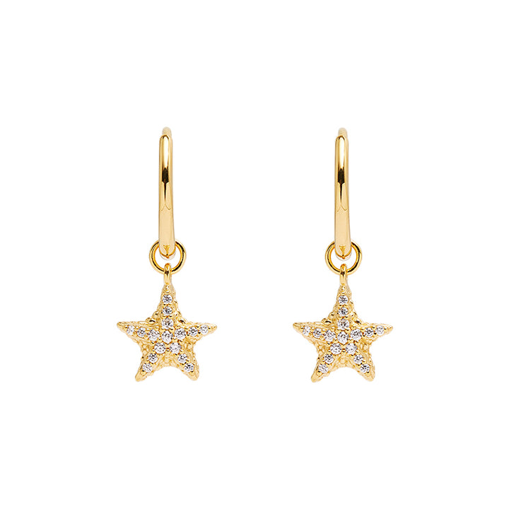 BY THE SEA CRYSTAL STARFISH HOOPS
