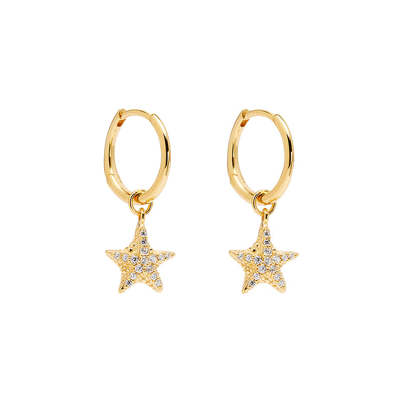 BY THE SEA CRYSTAL STARFISH HOOPS