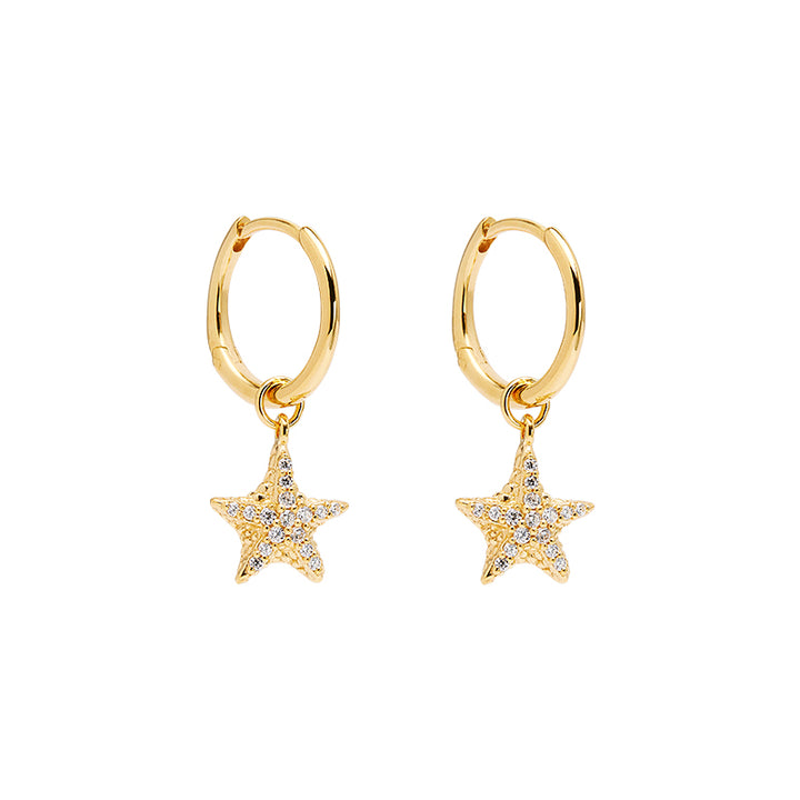 BY THE SEA CRYSTAL STARFISH HOOPS