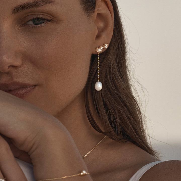 LOVE IN STILLNESS PEARL STUD EARRINGS