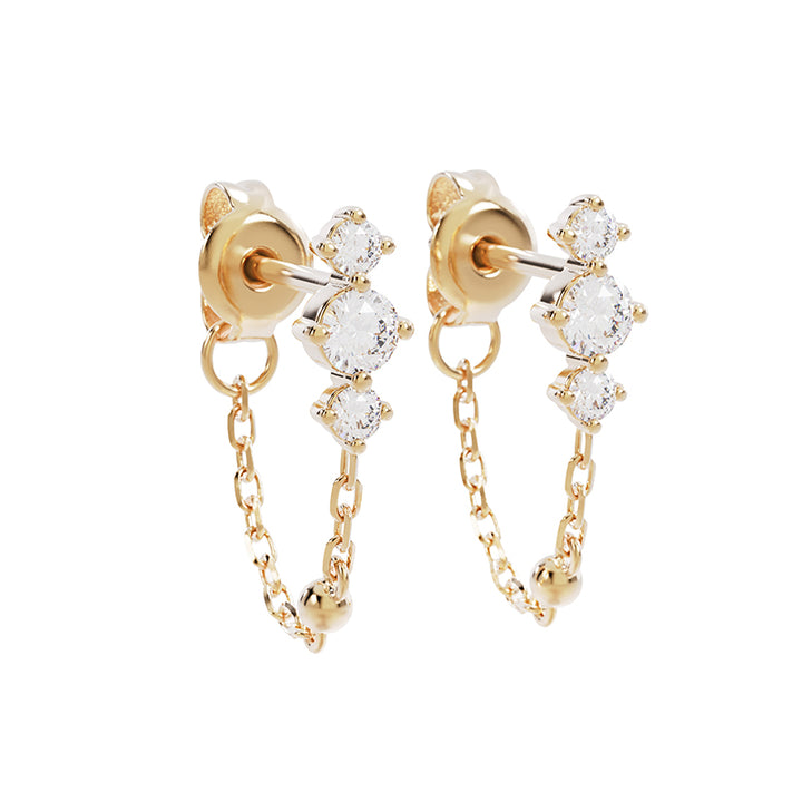 CRYSTAL HUGGIE CHAIN EARRINGS