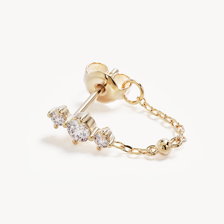 CRYSTAL HUGGIE CHAIN EARRINGS