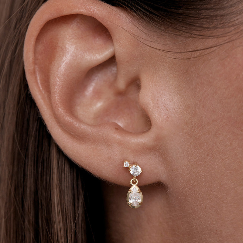 QUIET RADIANCE DROP STUD EARRINGS