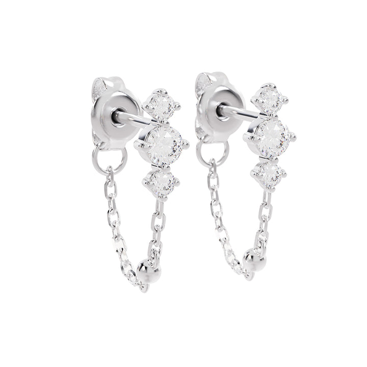 CRYSTAL HUGGIE CHAIN EARRINGS