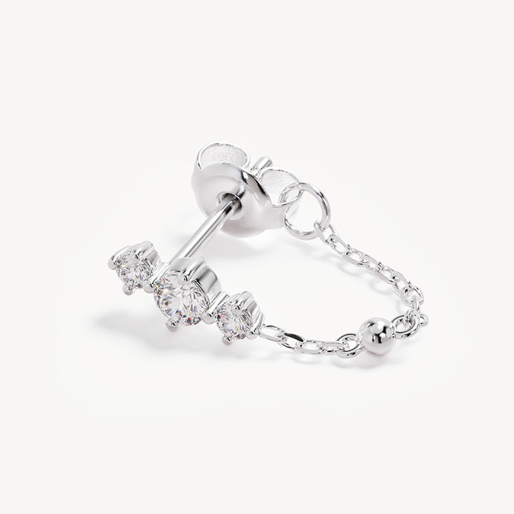 CRYSTAL HUGGIE CHAIN EARRINGS