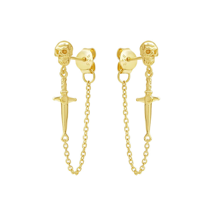 DAGGER AND SKULL CHAIN STUDS