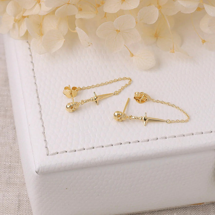 DAGGER AND SKULL CHAIN STUDS