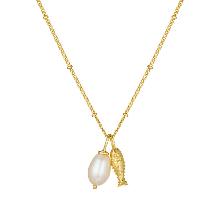 OF THE SEA FISH AND PEARL CHARM NECKLACE