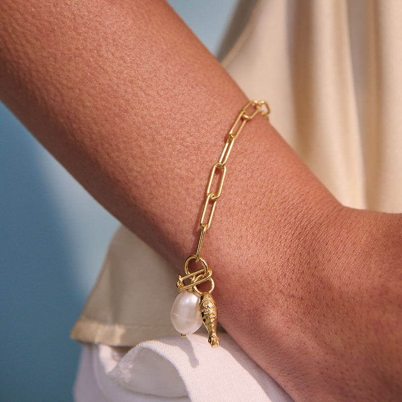 OF THE SEA FISH AND PEARL BRACELET