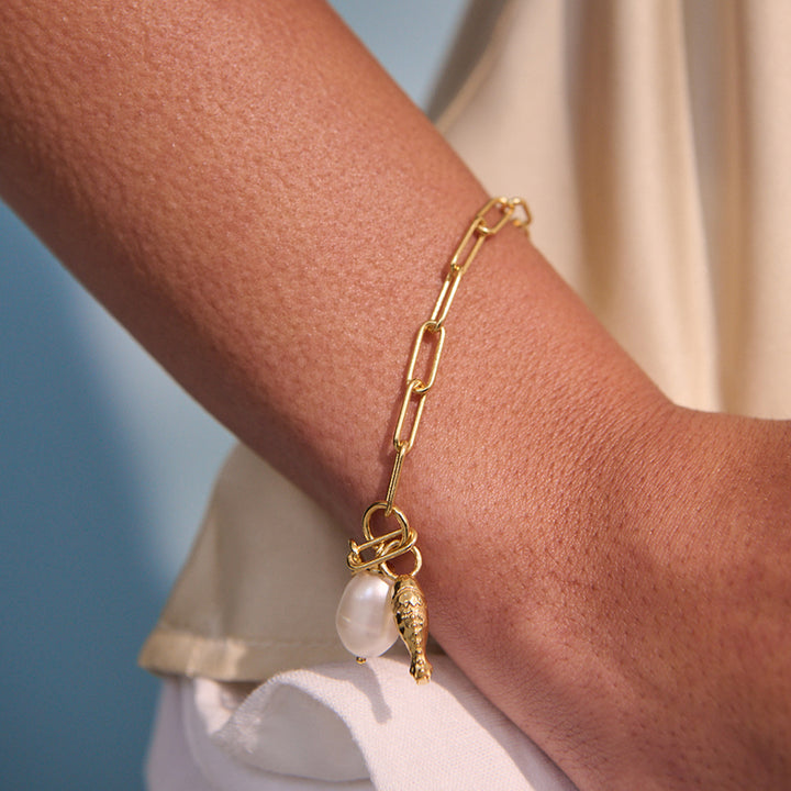 OF THE SEA FISH AND PEARL BRACELET