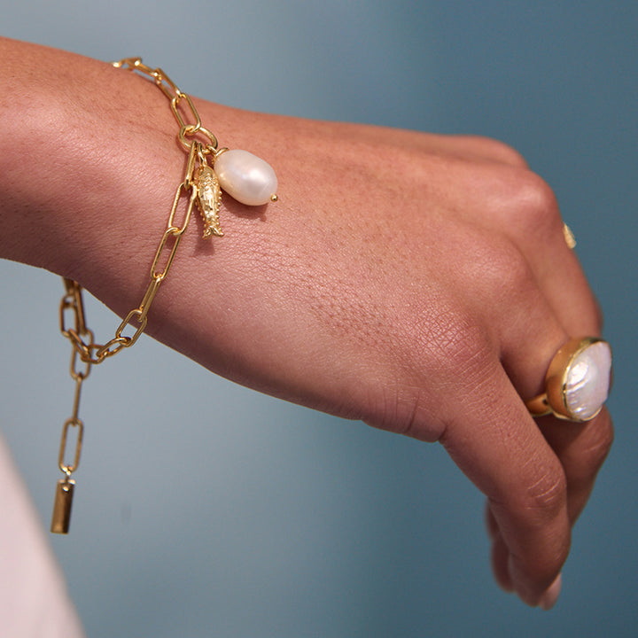OF THE SEA FISH AND PEARL BRACELET