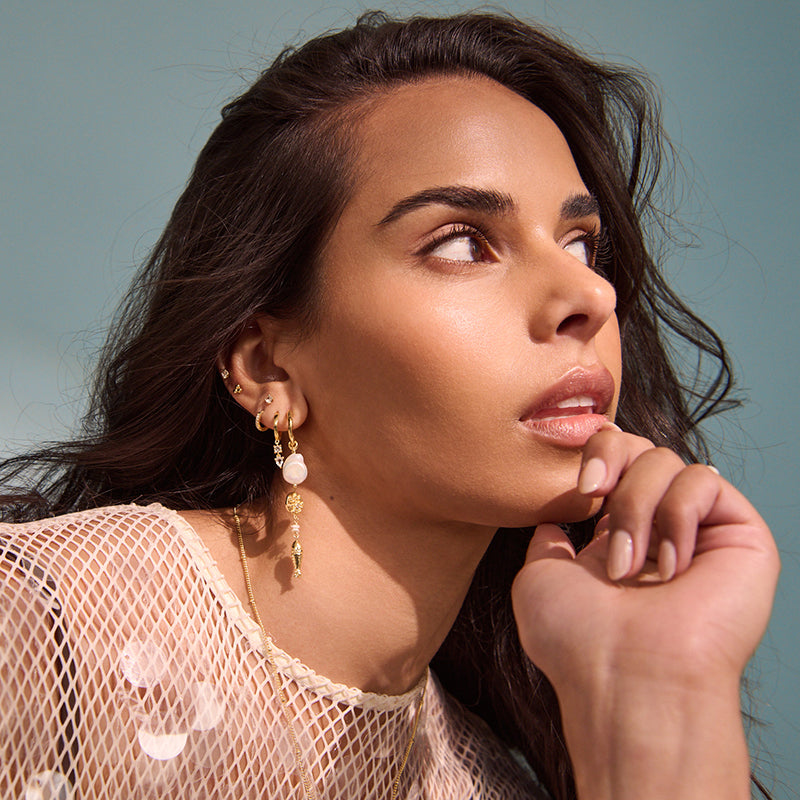 OF THE SEA FISH AND PEARL LONG EARRINGS