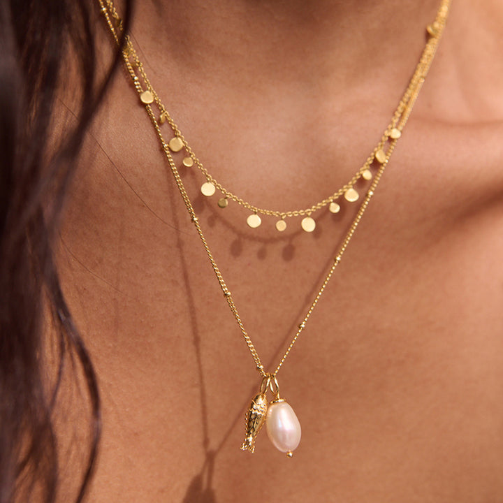 OF THE SEA FISH AND PEARL CHARM NECKLACE