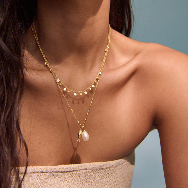 OF THE SEA FISH AND PEARL CHARM NECKLACE