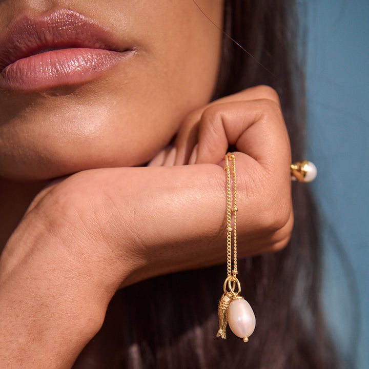OF THE SEA FISH AND PEARL CHARM NECKLACE