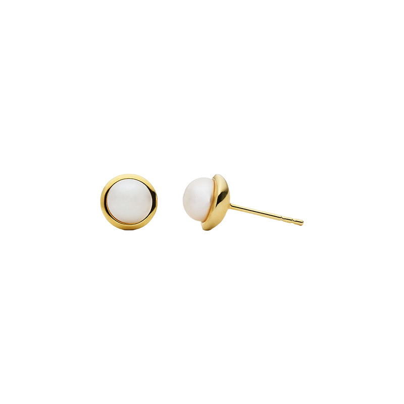 MOONBEAM & PEARL STUD EARRING