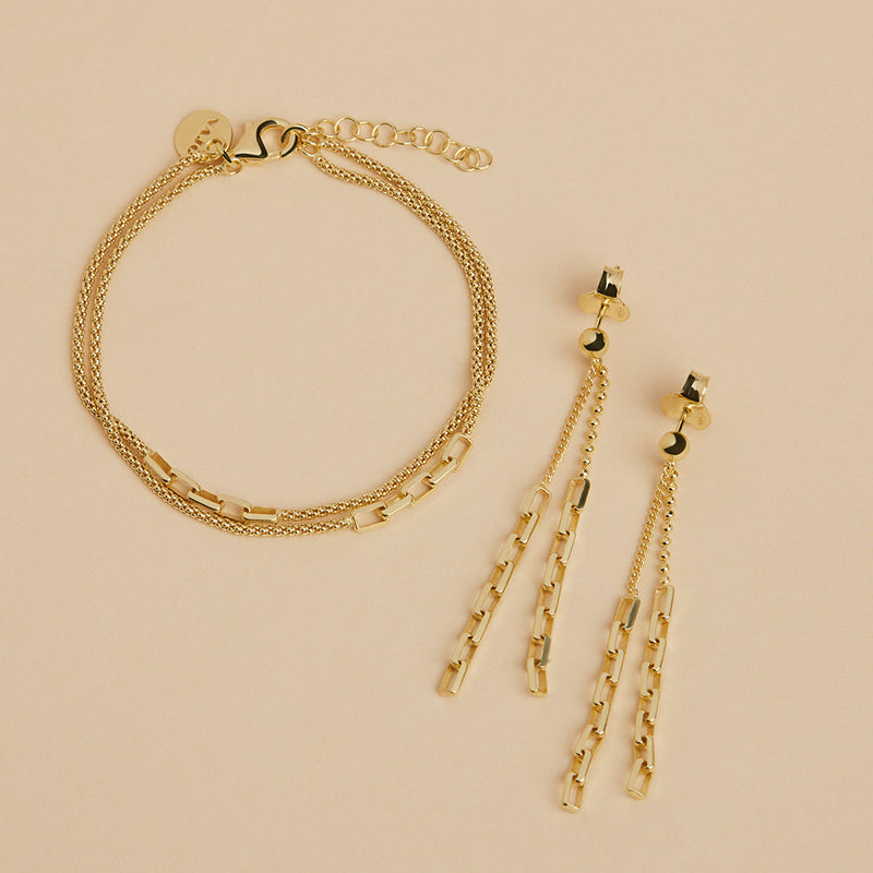 STARDUST DOUBLE CHAIN LINK EARRINGS