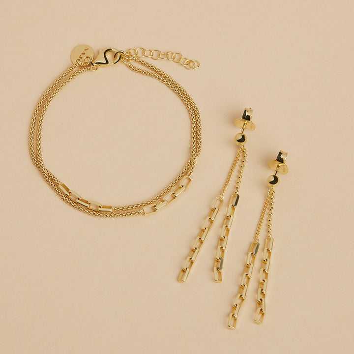 STARDUST DOUBLE CHAIN LINK EARRINGS