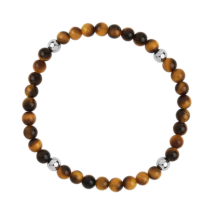 APOLLO TIGER EYE & STEEL STRETCH BRACELET