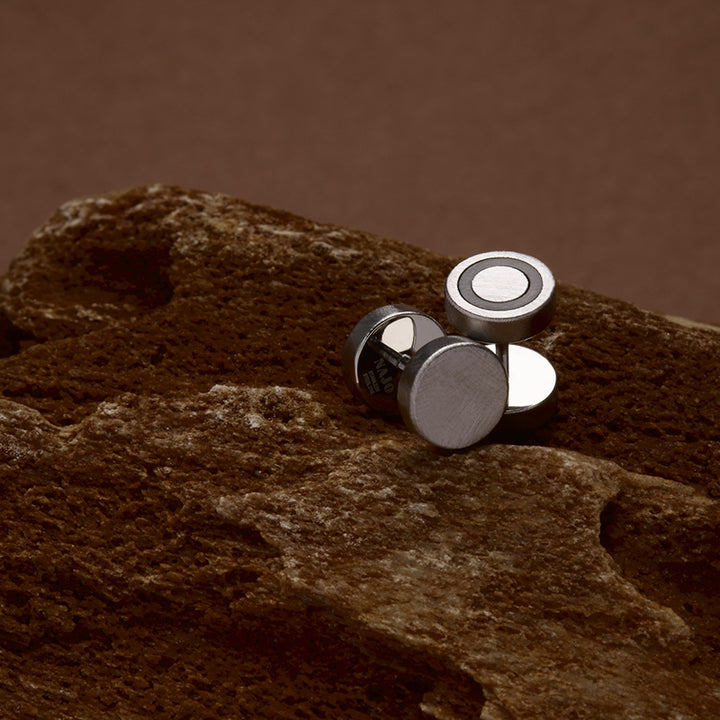 EMBER 8MM MENS & IP BLACK REVERSIBLE EARRING
