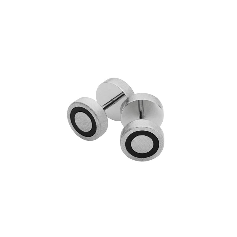 EMBER 8MM MENS & IP BLACK REVERSIBLE EARRING
