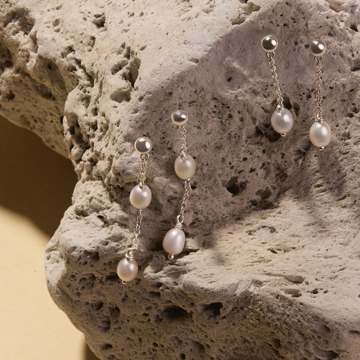 TIDAL WHISPER DOUBLE PEARL EARRING