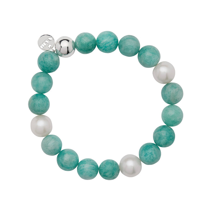 SUNSET AMAZONITE & PEARL STRETCH BRACELET