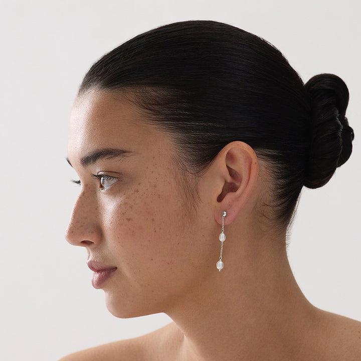 TIDAL WHISPER DOUBLE PEARL EARRING