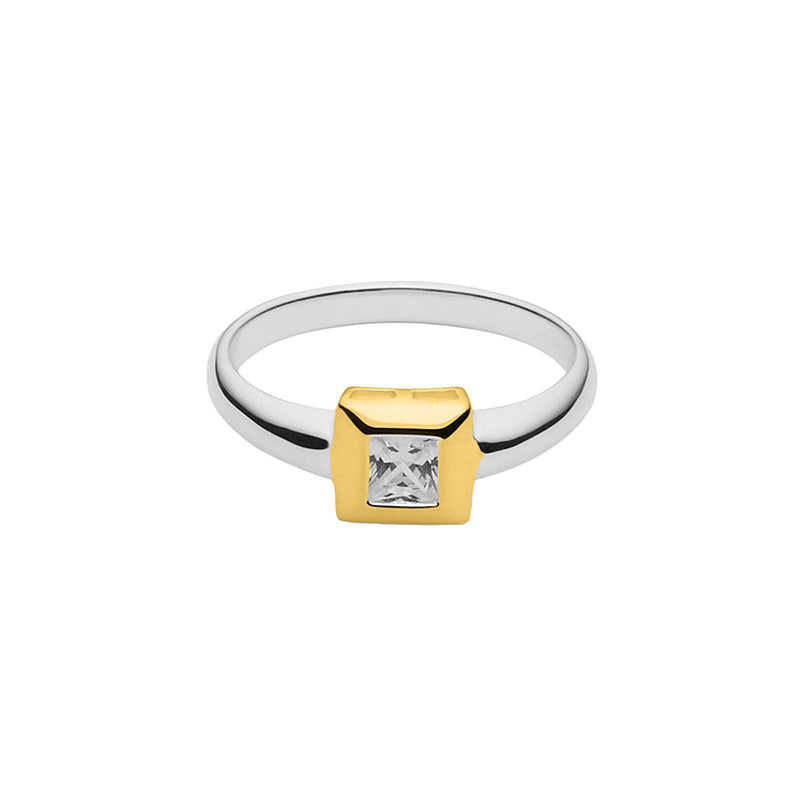 HALO 2-TONE CUBIC ZIRCONIA RING
