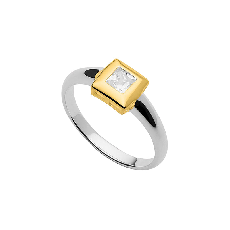 HALO 2-TONE CUBIC ZIRCONIA RING